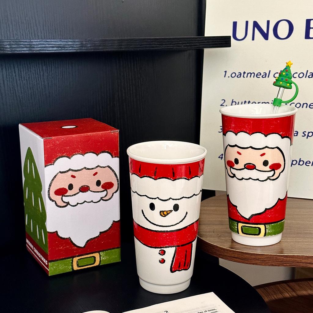 Cartoon Santa Claus Ceramic Cup Cute Christmas Snowman Cup Gift for Friends Drinking Cup Souvenir