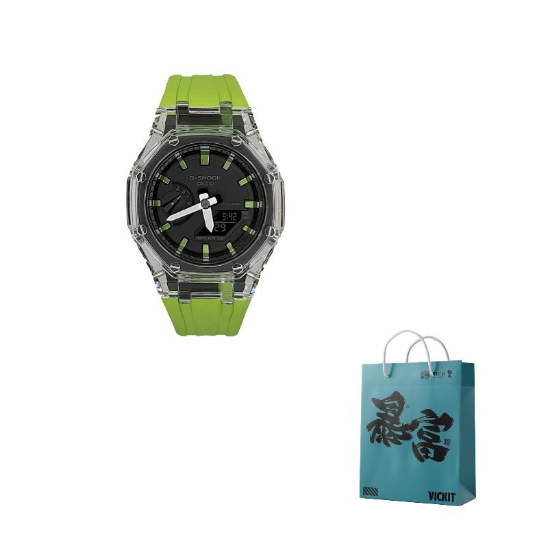 CASIO Men Liquid Crystal/Analog Dual Display Series 44mm Black Watch GA-2100-1A-