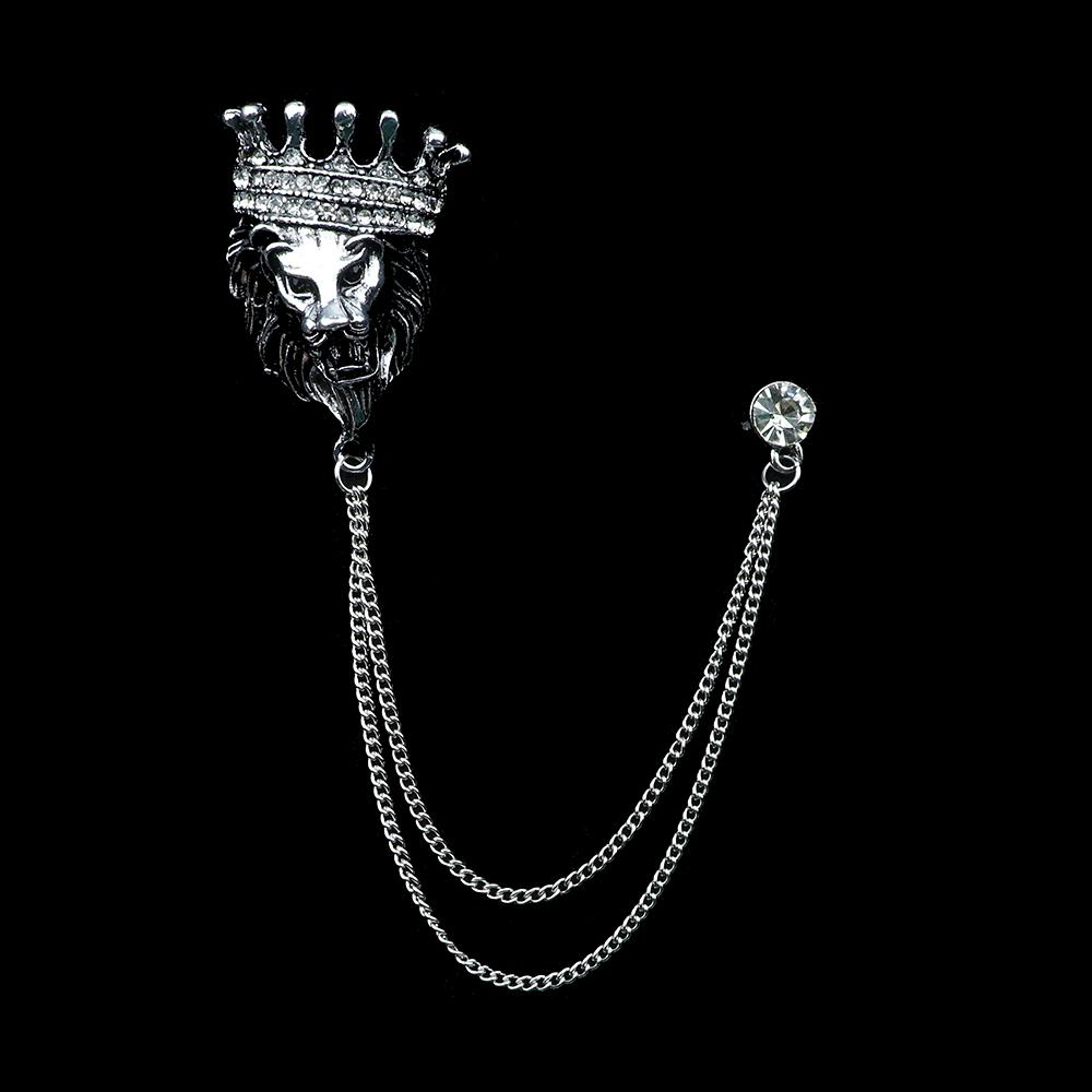 

Man Tassel Chain Lapel Pin Suit Shirt Collar Brooch Dragon Deer Leopard Badge Retro Pins Wedding Party Dance Jewelry Accessories