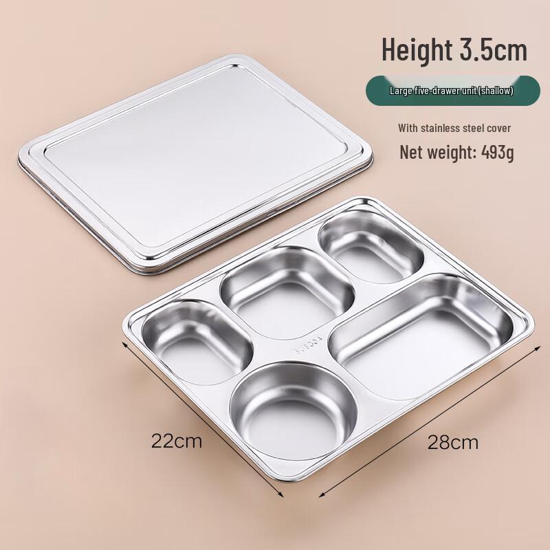 Food Grade 304 Stainless Steel Divided Canteen Tray