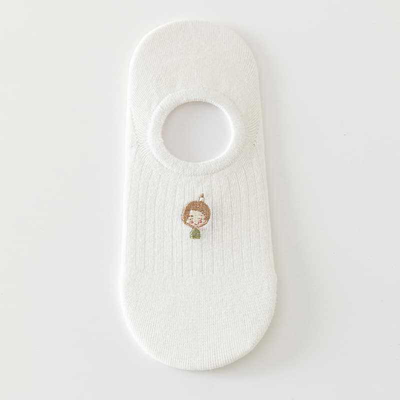 Women's Spring and Summer Thin Sweet Cartoon Embroidered Silicone Non Slip Bow Breathable Boat Socks