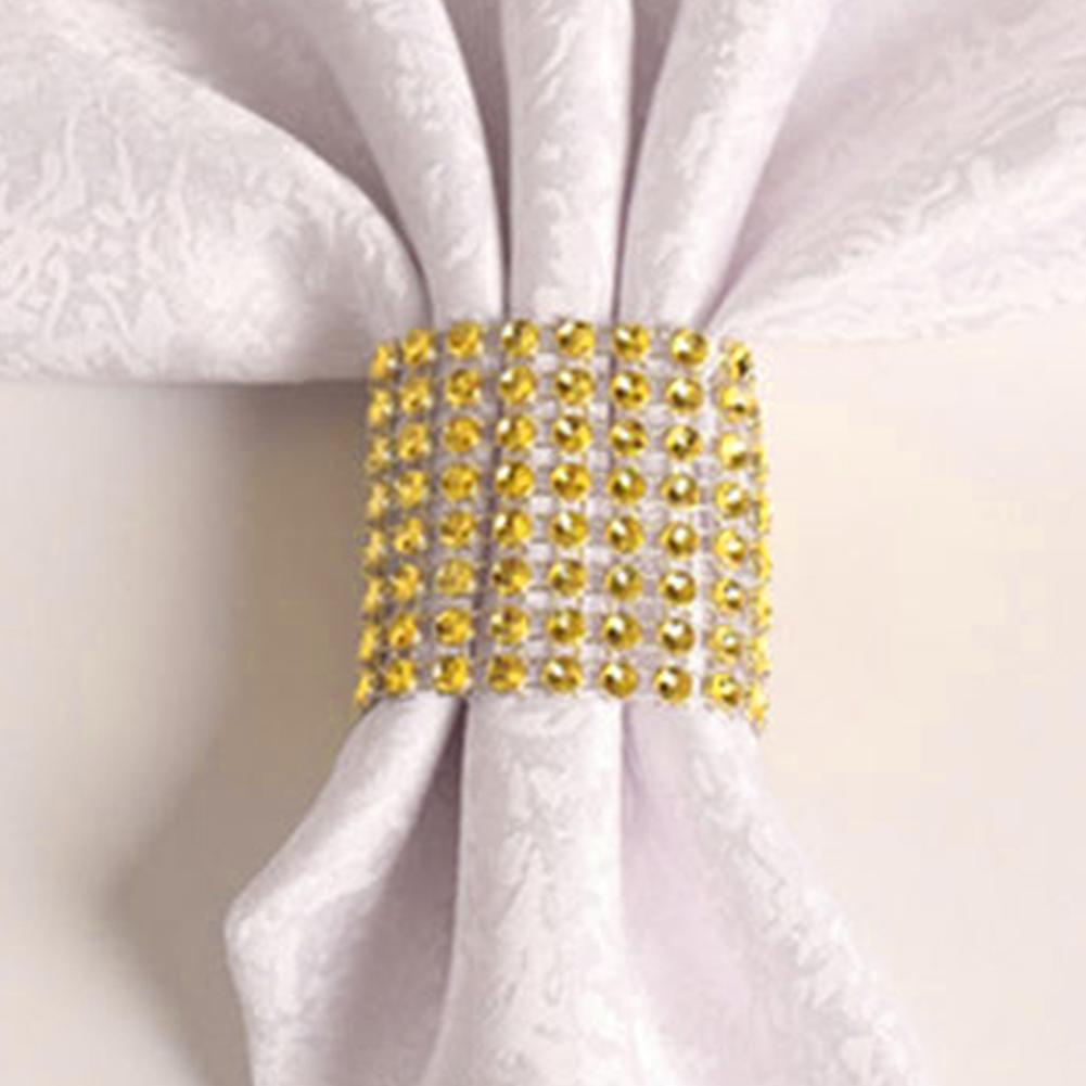 Silver 50Pcs Rhinestone Napkin Rings Napkin Holder Chairs Sash Bows for DIY Party Banquet Hotel Wedding Birthday Party Decor
