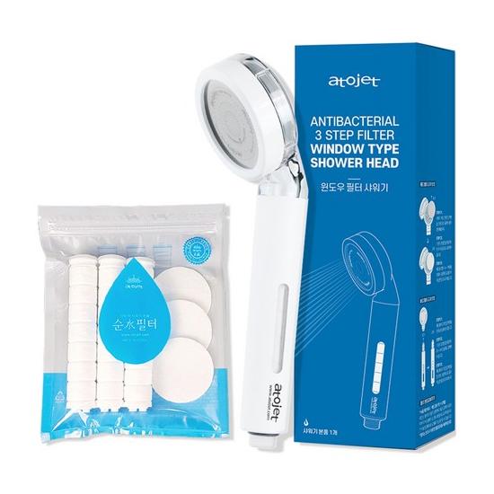 ATOJET Window Filter Shower Head Set (1 Shower Head + 1 Filter Pack) – Purifying Bath Shower with Replaceable Filter