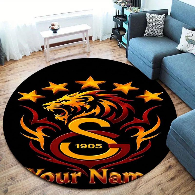 Galatasaray S Custom Name Round Area Rug,Carpet Rug for Living Room Bedroom Sofa Playroom Decor,Non-slip Floor Mat