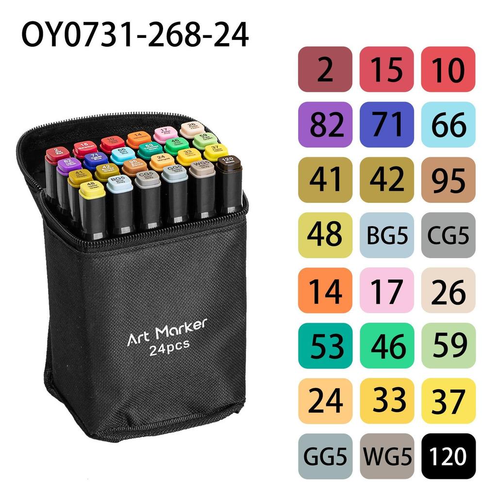 24/48/60 Color Dual Tip Alcohol Based Marker Pens,art Drawing Marker Pen for Artist and Student