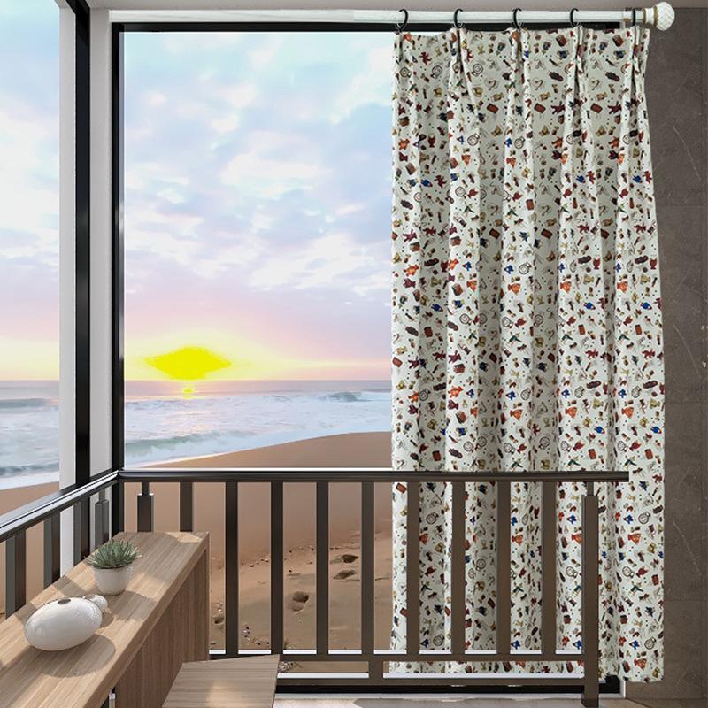 Outdoor Waterproof Blackout Curtains Balcony Blackout Curtains Waterproof And Oil-Proof Printed Curtains Finished Products