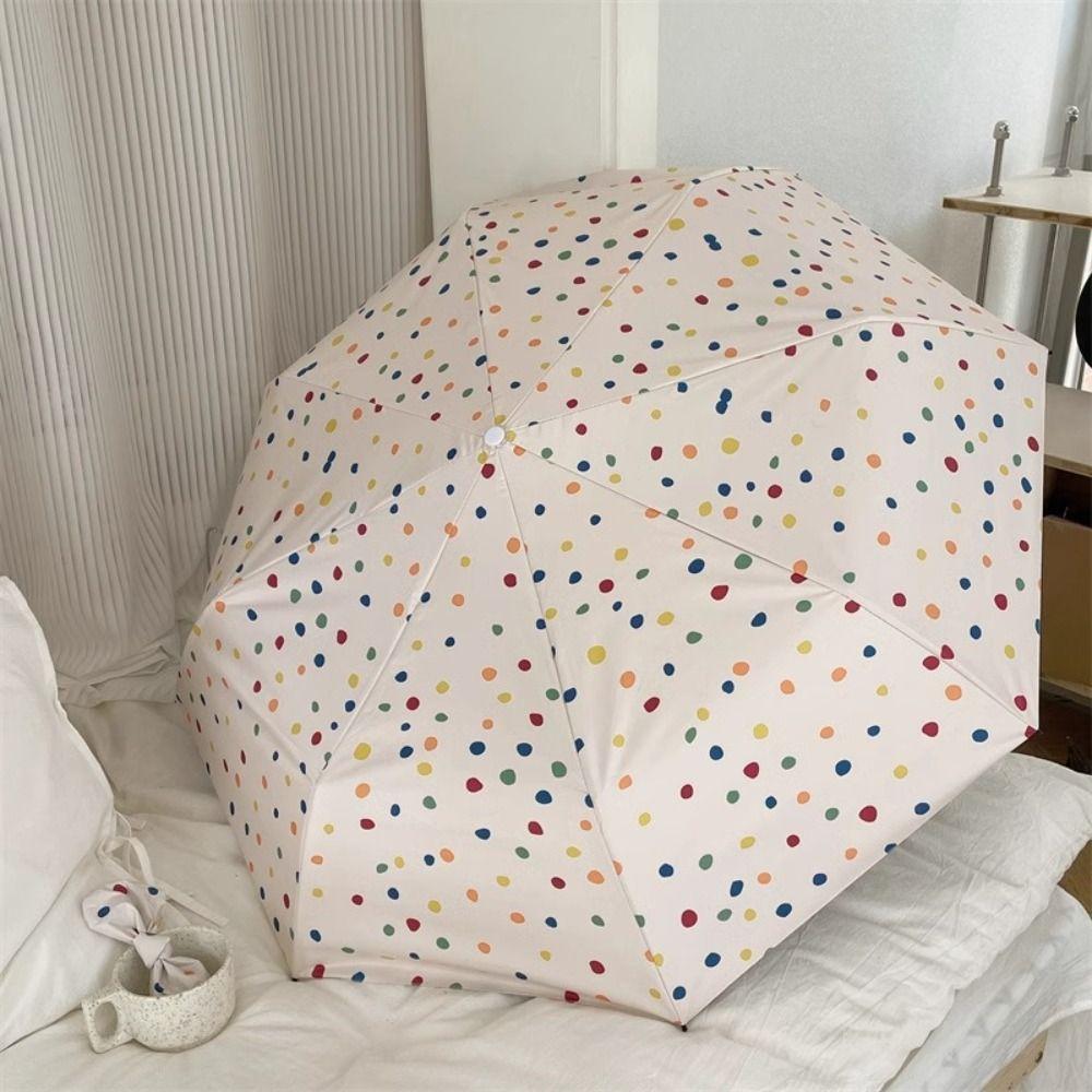 Vinyl Automatic Umbrella Windproof Polka Dot Umbrella Colorful Folding Umbrella  Outdoor