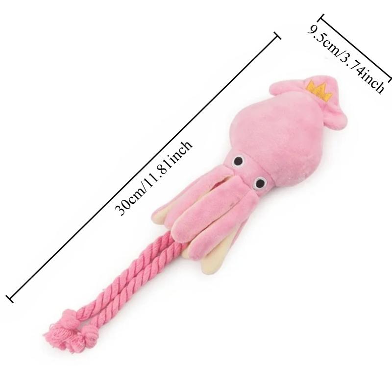 

1Pcs Squid Puppy Pet Dog Chews Cute Pink Teeth Cleaning Toy Plush Rope Squeak Safety Material Bite Resistant