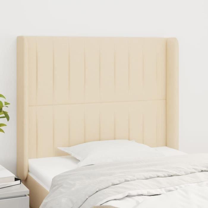 VidaXL Tête de lit avec oreilles Crème 83x16x118-128 cm Tissu3119797