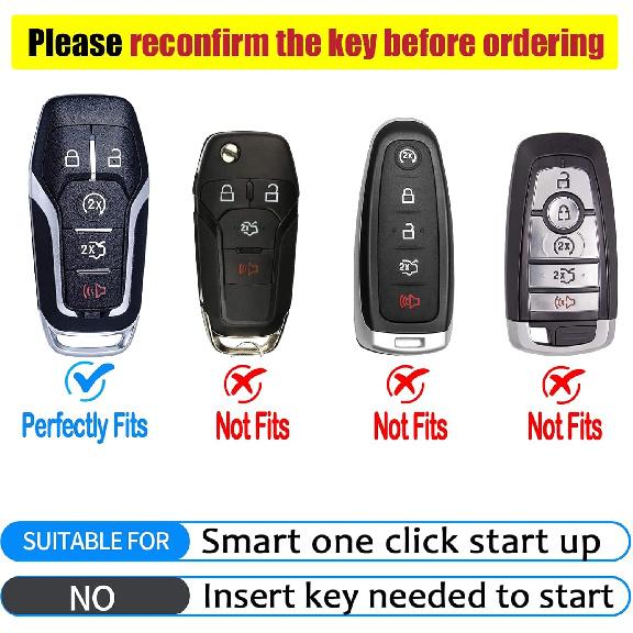 Key Fob Cover - Soft TPU Smart Remote Car Key Case - Compatible with Ford F150, Explorer, Fusion, Mustang, Edge, Lincoln MKZ, MKC, MKX (Red)