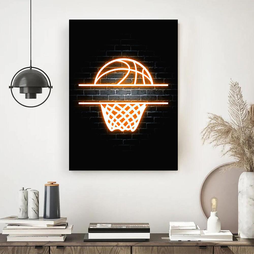 Neon Basketball Wall Posters Canvas Painting Nordic Sports Wall Art Prints Boys Gift Teenagers Bedroom Gym Decor No Frame