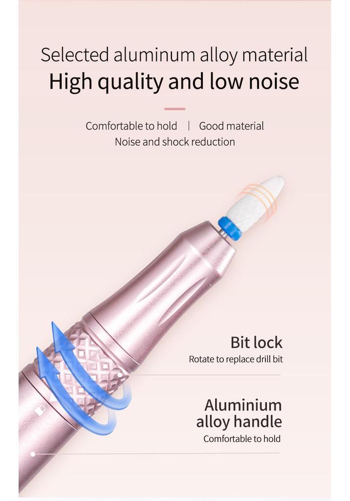 Portable 35,000 RPM Electric Nail Grinder - Rechargeable Professional Nail Art Tool Set