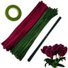 221 Pcs Craft Pipe Clearners Flower Set,Chenille Stem Pipecleaner Kit for Craft Tulip  Bouquet Making,DIY Craft Projects and Hol