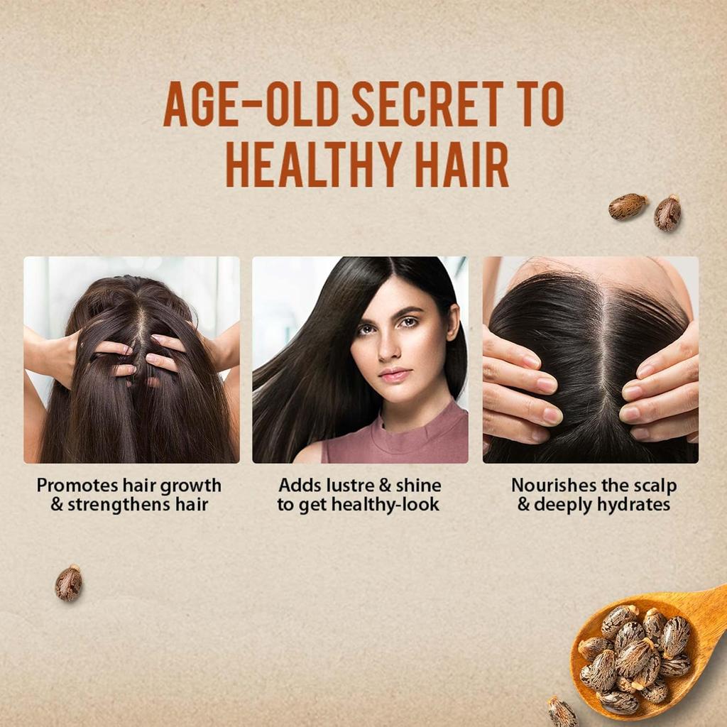 Dabur Castor Oil 200ml | 100% Natural Cold Pressed Oil For Hair Growth, Skin Hydration, Wrinkle Reduction & Nail Strengthening