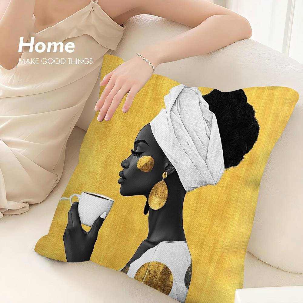 African Women Pillow Case 3D Print Polyester Fiber 40*40cm Home Sofa Throw Decoration Festival Gift
