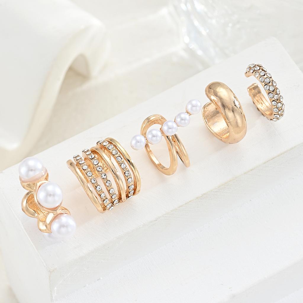 iF ME 5pcs Gold Color Zircon Ear Clip Earrings Set For Women New C Ear Cuff Non-Piercing Ear Ear Clip Set Trend Jewelry Gifts