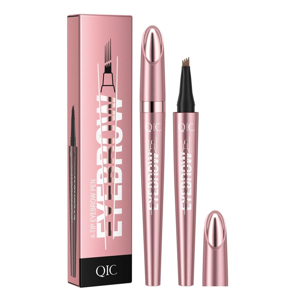 QIC 's nuevo lápiz de cejas de cuatro puntas en oro rosa, lápiz de cejas 'wild water', lápiz de cejas líquido de larga duración, resistente al agua y que no se corre.