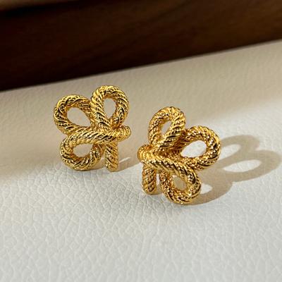 1 Pair Stud Earrings Twist Design Copper Ear Studs Simple Style Everyday Wear Earrings Versatile Fashion Accessory