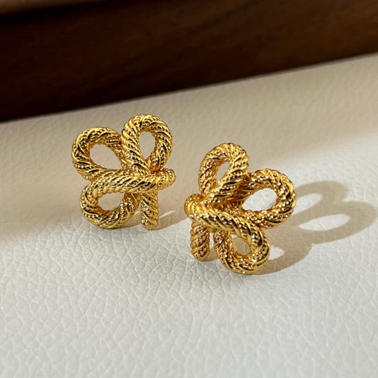 1 Pair Stud Earrings Twist Design Copper Ear Studs Simple Style Everyday Wear Earrings Versatile Fashion Accessory