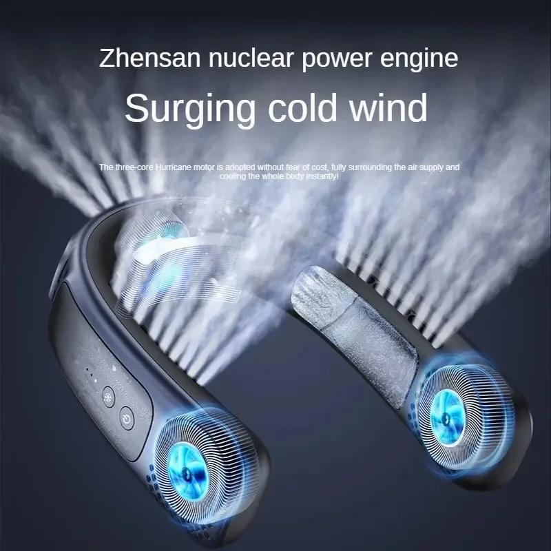 Portable Neck Cooling Fan Hands Free Bladeless Powered Wearable Personal Fan USB Rechargeable Headphone