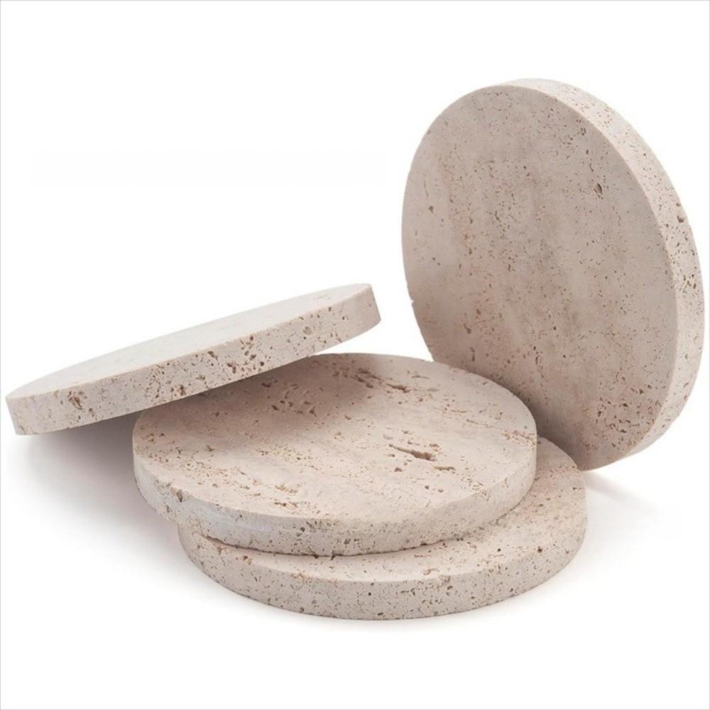 Natural Marble Coasters Placemat Travertine Insulation Pads  Photography Props