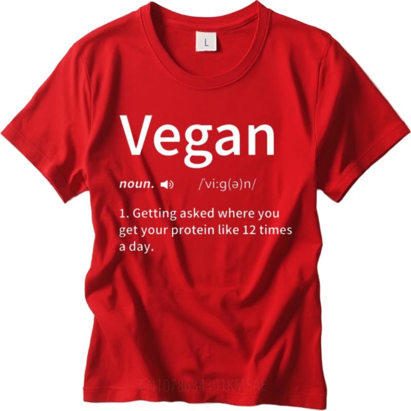 

Solid Color Men Oneck t shirt Casual Vegan Definition Protein Question Daily Humor TShirt Minimalist Men Teeshirt Mens Tshirt S
