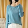 Women's Knit Base Layer Thin Long-Sleeve T-Shirt Loose-Fit Korean-Style Pullover Top