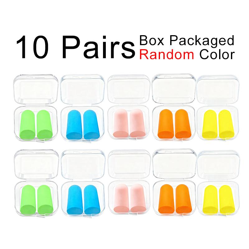 5/10Pairs Sponge Earplugs Random Mixed Color Box Packaged Comfortable Anti Noise Soft Foam Ear Protector Sleep Hotel Camping ZYF