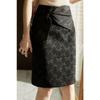 Jacquard Hip Cover Skirt for Women 2025 Autumn New Bow Decorated High Waist A-Line Skirt for Women Versatile