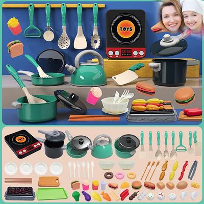 Kids Kitchen Toys Set 59/69 PCS Play Kitchen Acssories Kit with Play Pots Pans Pretend Food Cooking Toy Toddler Girls Boy Gift