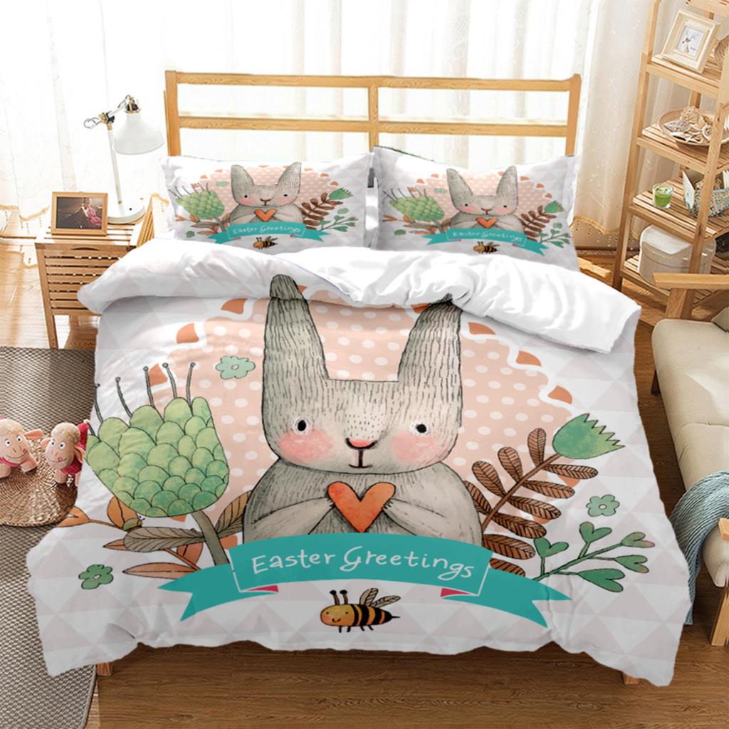Bunny HD Bedding Set Teen King Bedding Set Children's Bed Down Duvet Cover Pillow Cover Bedding Set