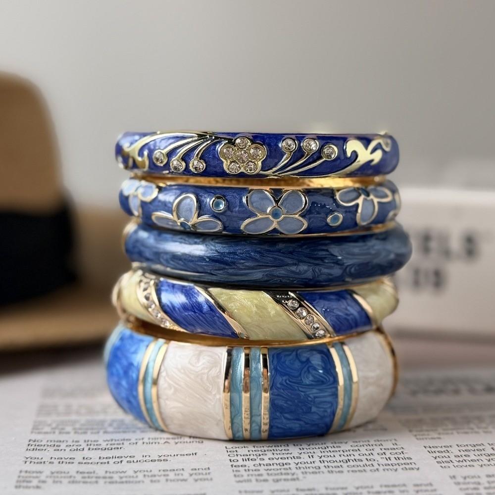 Tropfendes Öl Emaille Armreif Blume Breiter Armreif Retro Geometrisch Cloisonné Armreif Damen