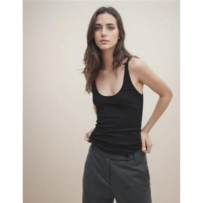 Women's Clothing Basic Style Inner Rib Pure Cotton U-Collar Semi-Transparent Tank Top Sleeveless T-shirt Women's Organic Cotton Xinjiang Long Velvet