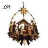 Christmas Star Gift for Family Lighted Nativity Door Swag, Bethlehem of Faith Wall Decor, Light-up Holy Indoor Festive Wreath Hanging Decoration Front