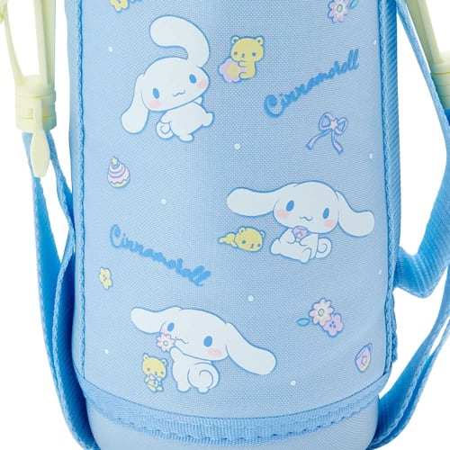 Sanrio Children's Water Bottle, Approx. 620ml (with cup and inner cap), Approx. 670ml (with cap unit), 2-Way Stainless Steel Bottle with Pouch, Cinnam