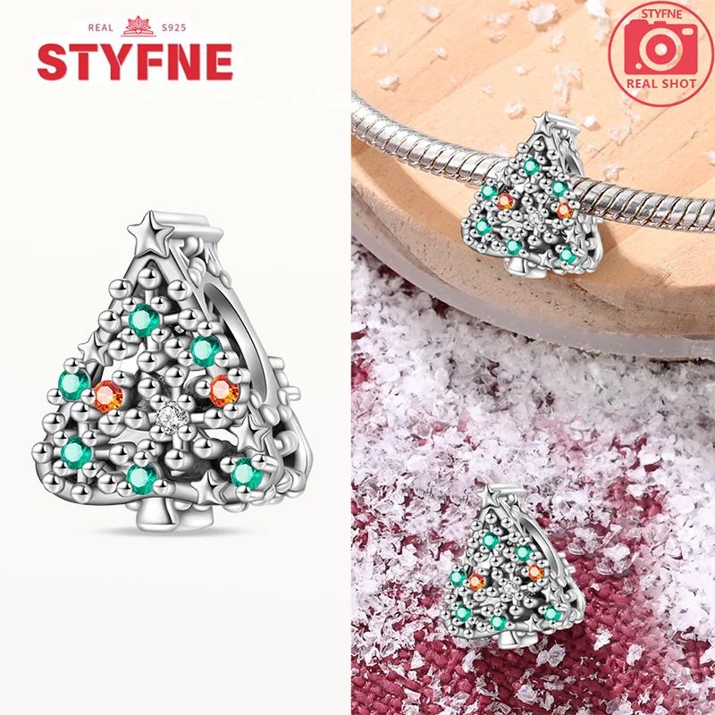 Copper Santa Claus Christmas Tree Charms Shiny Zircon Bead Fit Original Bracelets Diy Festival Fine Jewelry Gifts For Women