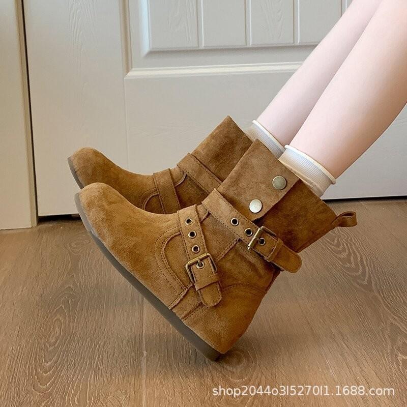 

Yueyu Maillard retro versatile flat-bottomed western boots women s 2025 new autumn skirt versatile short boots 40 верблюд