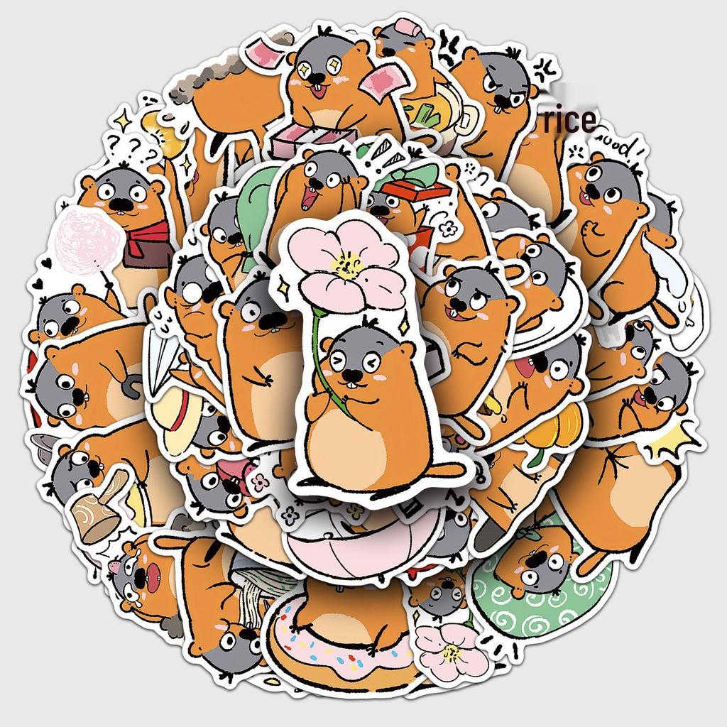 50 Cute Marmot Graffiti Stickers for Decoration - Perfect for Journals, Phone Cases, and Water Cups.