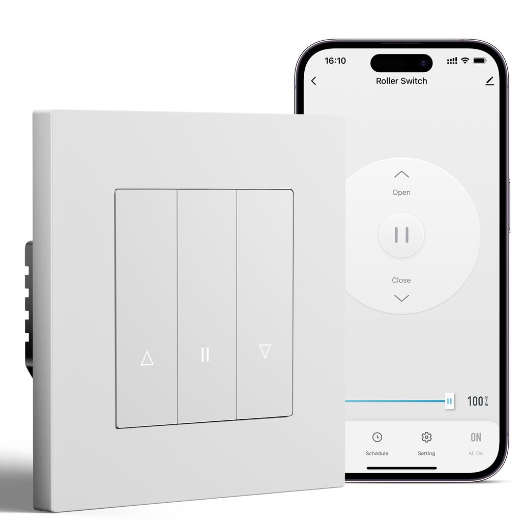 BSEED Zigbee Shutter Switch Series Wall Smart Click Switches Yellow Backlight Plastic Frame Tuya APP Roller Switch