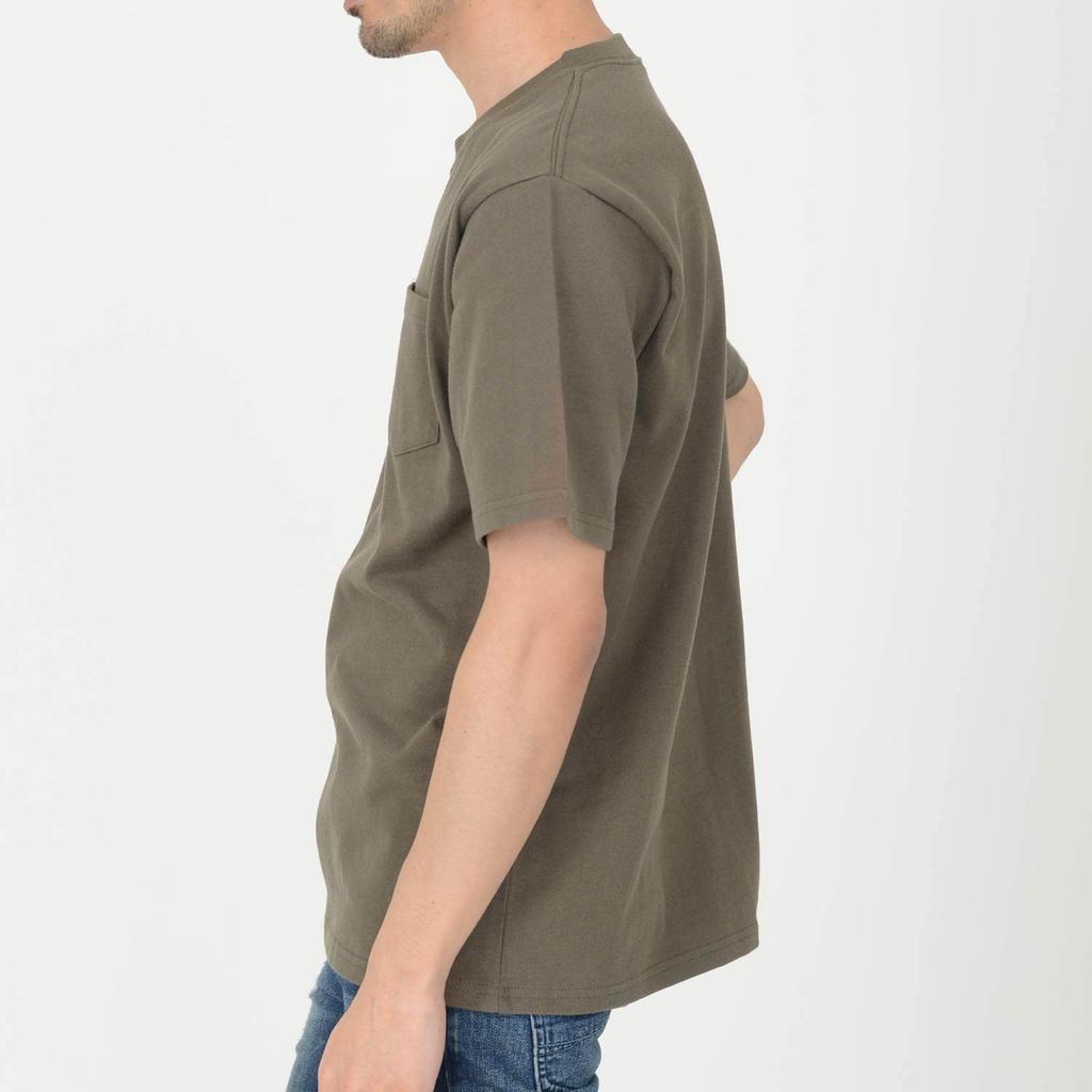 T-Shirt.ST Men's 10.2oz Khaki T-Shirt, Short Sleeve, Solid Color, Super Heavyweight Cotton with Pocket, Size XL