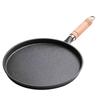 Comfortable Wooden Grip Cast Iron Pan Thickened Pancake Pan Wood Handle Pan