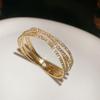 Elegant Diamond-Studded Geometric Multi-Layer Open Bangle - Luxurious French High-End Jewelry.