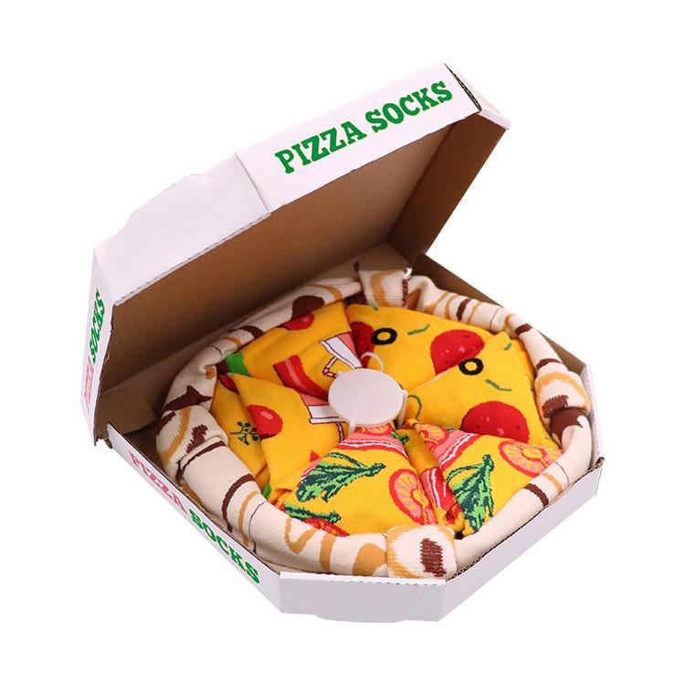 Pizza-themed Mid-Tube Funny Socks Gift Box for Men & Women – Perfect Christmas Gift for Couples