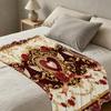 Luxury Court-Style Flannel Fleece Blanket Rose & Heart Pattern, Machine Washable, Soft Warm Throw for Home, Office Nap, Perfect Valentine's Gift