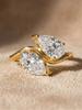 925 Sterling Silver Sparkling Double Water Drop Zircon Ring For Women Engagement Wedding Luxury High Quality Fine Jewelry