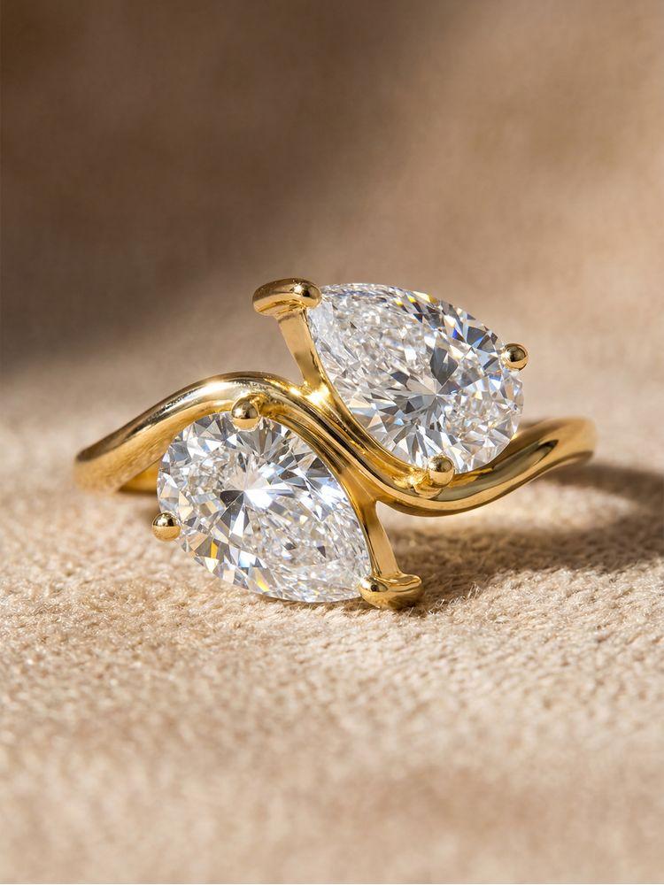 925 Sterling Silver Sparkling Double Water Drop Zircon Ring For Women Engagement Wedding Luxury High Quality Fine Jewelry