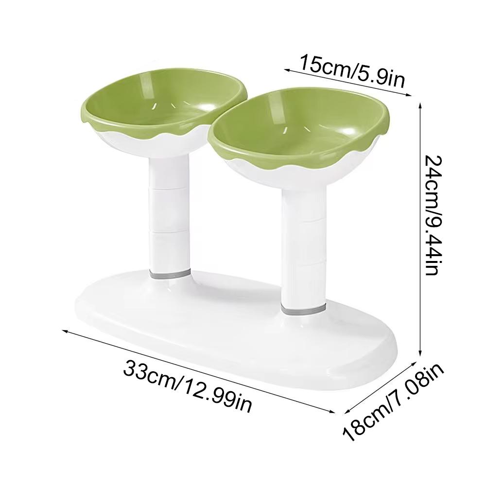 Pet Feeding Bowl Set Tilt Neck Guard Height Adjustable 2 in 1 Cat Dog Food Bowl Drinking Basin Pet Feeding Supplies