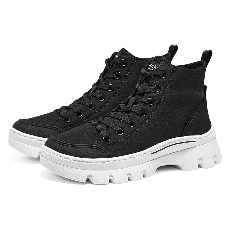 Skechers Roadies Comfortable Simple High-Top Canvas Shoes Women Sneakers Black 177260-BLK