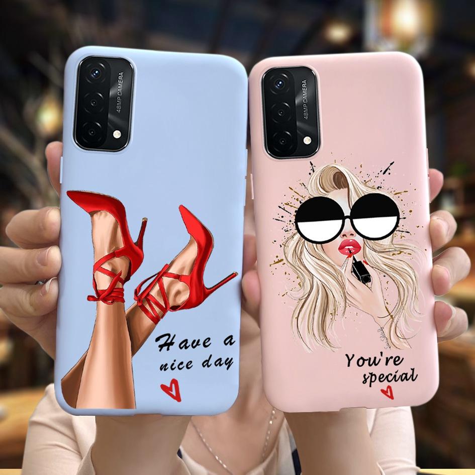 A74 Fodral För OPPO A74 CHP2219 Fodral Lyxigt Fjäder Dinosaurie Daisy Mönster Bakre Skydd För OPPO A74 5G CPH2197 A 74 Mjuk Capa