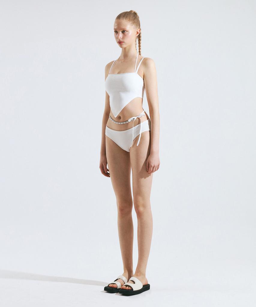 VINAJ Back Ribbon Halter Cone Tube Top Bikini Bra (White)